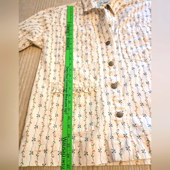 DAMSON MADDER FREE PEOPLE GOODNATURE ECRU FLORAL DENIM JACKET. SIZE 14. - Picture 8 of 11